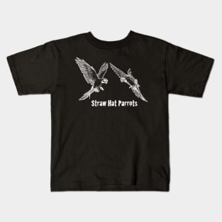 Straw Hat Parrots Luffy and Zoro Outline White Kids T-Shirt